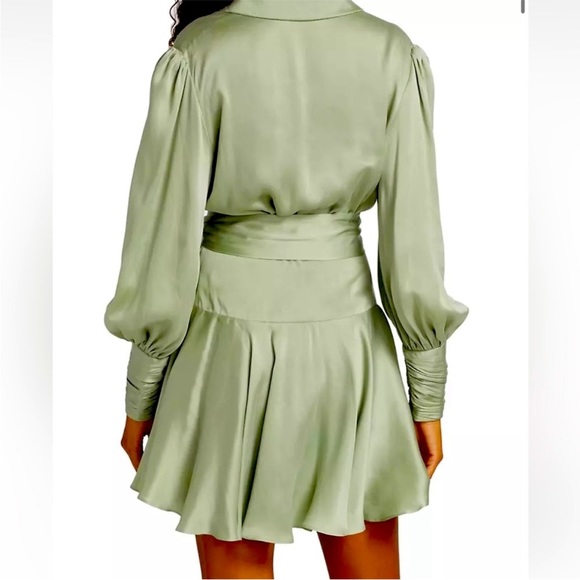 Zimmermann Silk Ruffle Wrap Dress Sage Green Size 1/ US 6 - Picture 7 of 12